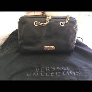 Versace Collection Black pebble leather